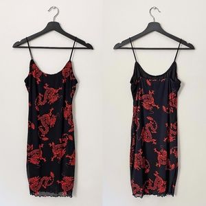 BEAR DANCE DRAGON PRINT MESH BODYCON DRESS
